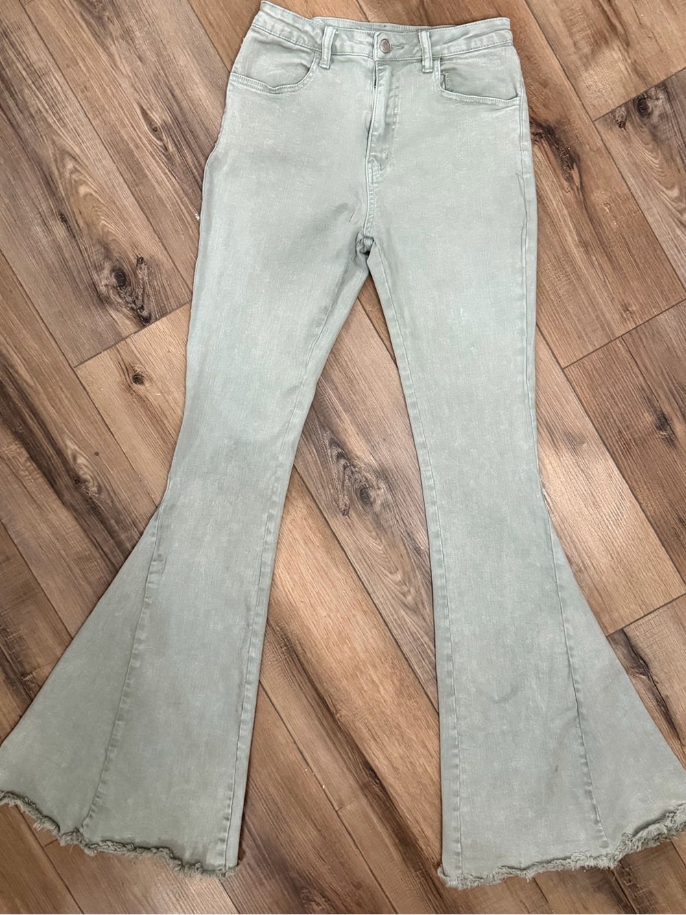 Altar’d State High-Rise Sage Green Flared Jeans - Women's